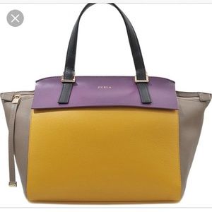 Furla Dolce Vita Color Block Leather Medium Tote